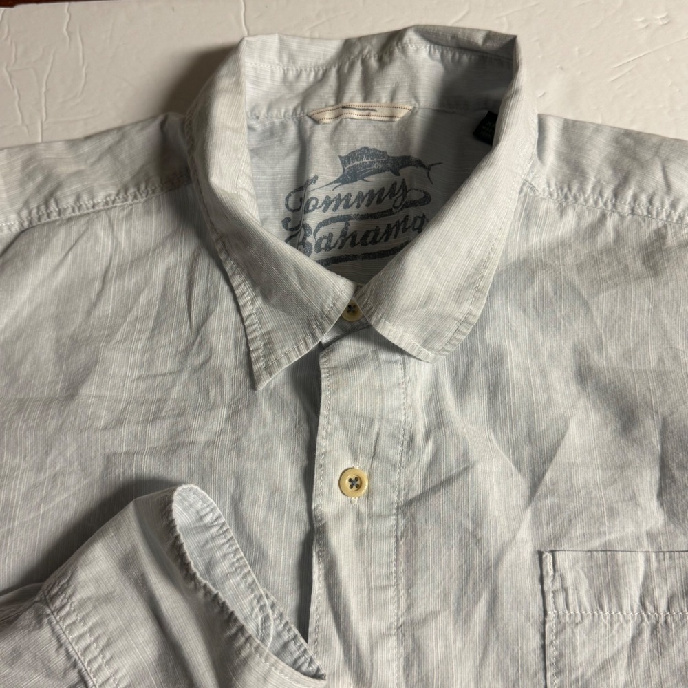 Tommy Bahama Men's XXL off-white Button Up Shirt 100%‎ Cotton Casual Beach Shirt